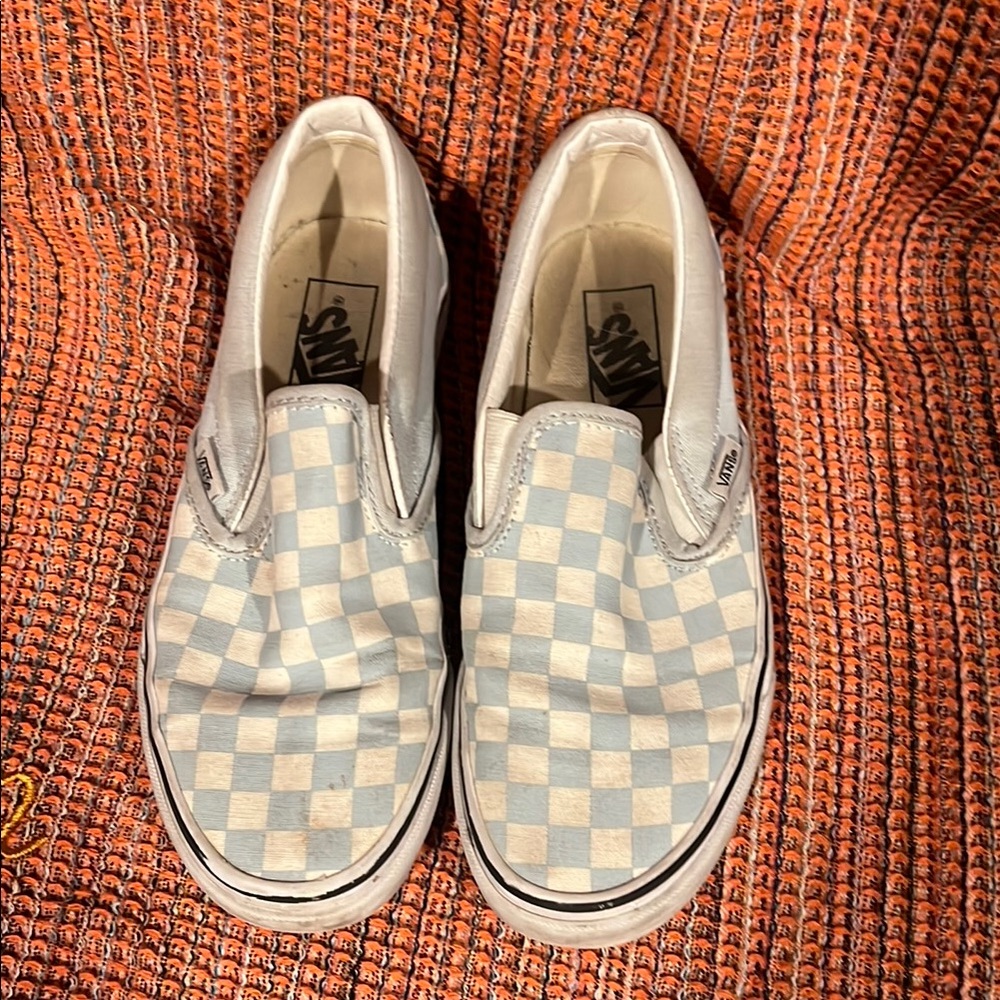 Vans Checkered Slip-On Sneakers - White and Gray